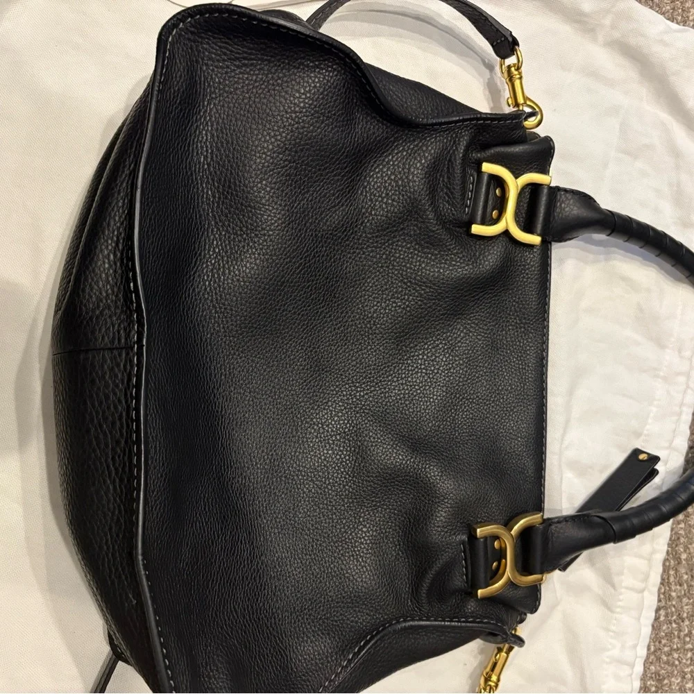 Chloe Marcie Medium Satchel Bag - Black Pebbled Leather - Excellent Condition! - Picture 4 of 17